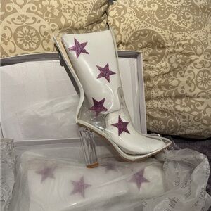 Stylish translarent and Purple Star Women's Boots